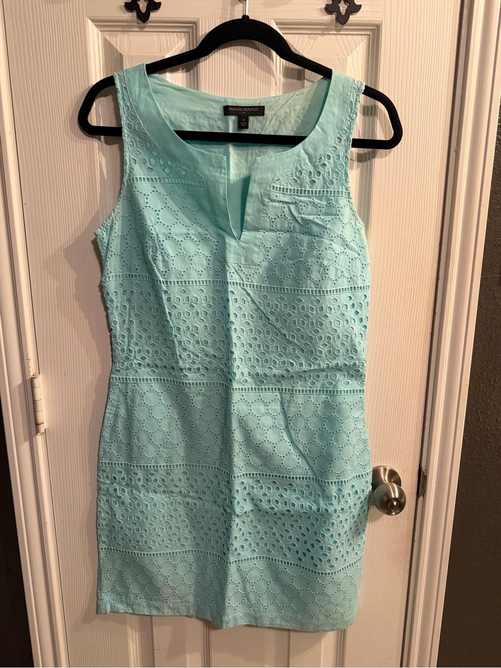 Banana Republic Factory Aqua Eyelet Shift Dress